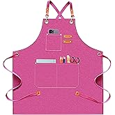 ursapela Canvas Work Aprons for Men Women with 3 Pockets Heavy Duty Crossback Kitchen Chef Apron for Cooking Grilling Barista