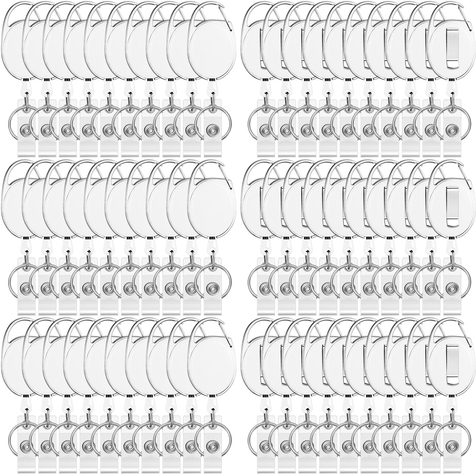 Photo 1 of Honoson 50 Pcs Heavy Duty Retractable Badge Reels Batch ID Badge Holder Retractable Clip Bulk Key Holder with Ring for Office Worker Employee, Doctor Nurse Gifts (White)