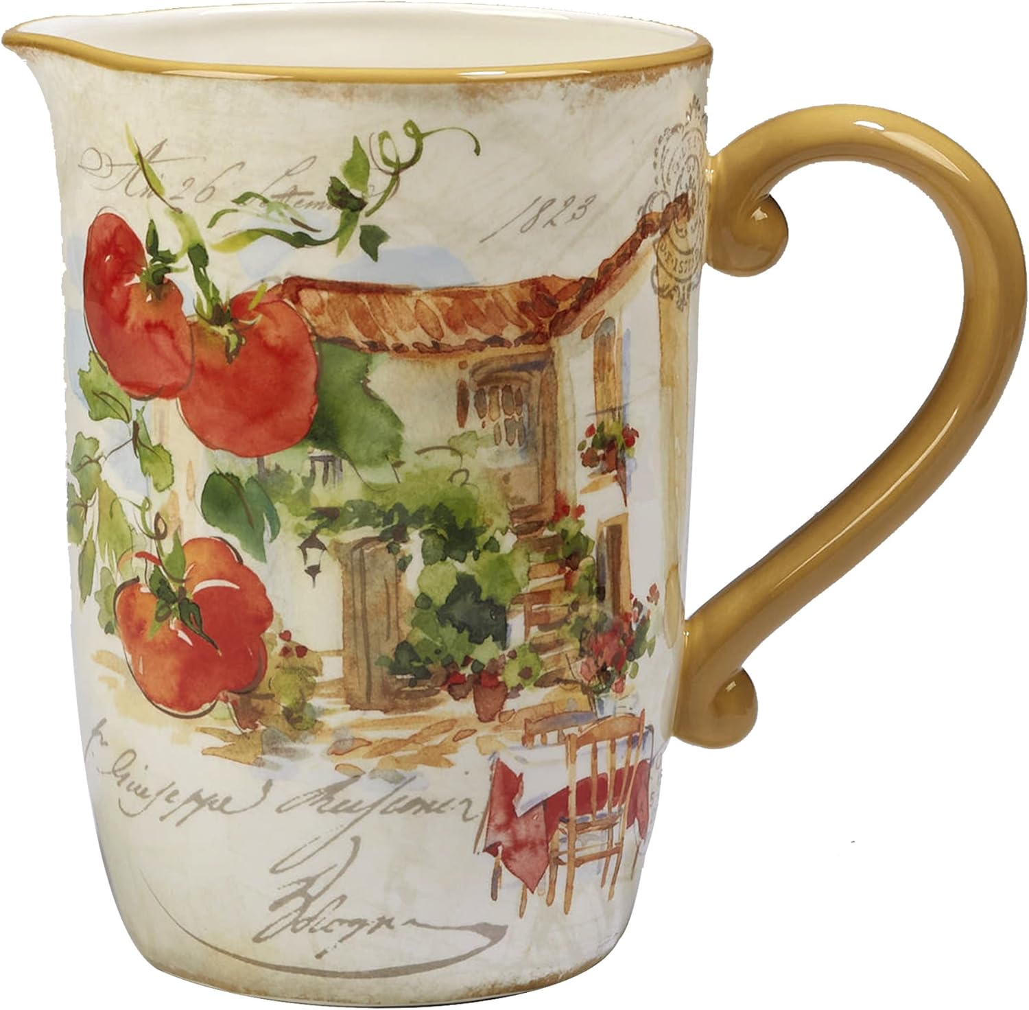 Certified International Corp Piazzette Pitcher 104 oz, Multicolor