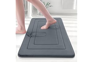 Arotive Memory Foam Bathroom Rug Mat 30x20, Ultra Soft and Absorbent Bath Mat, Machine Wash Dry, Comfortable Bath Rug Carpet for Bathroom Floor, Tub and Shower, Dark Grey