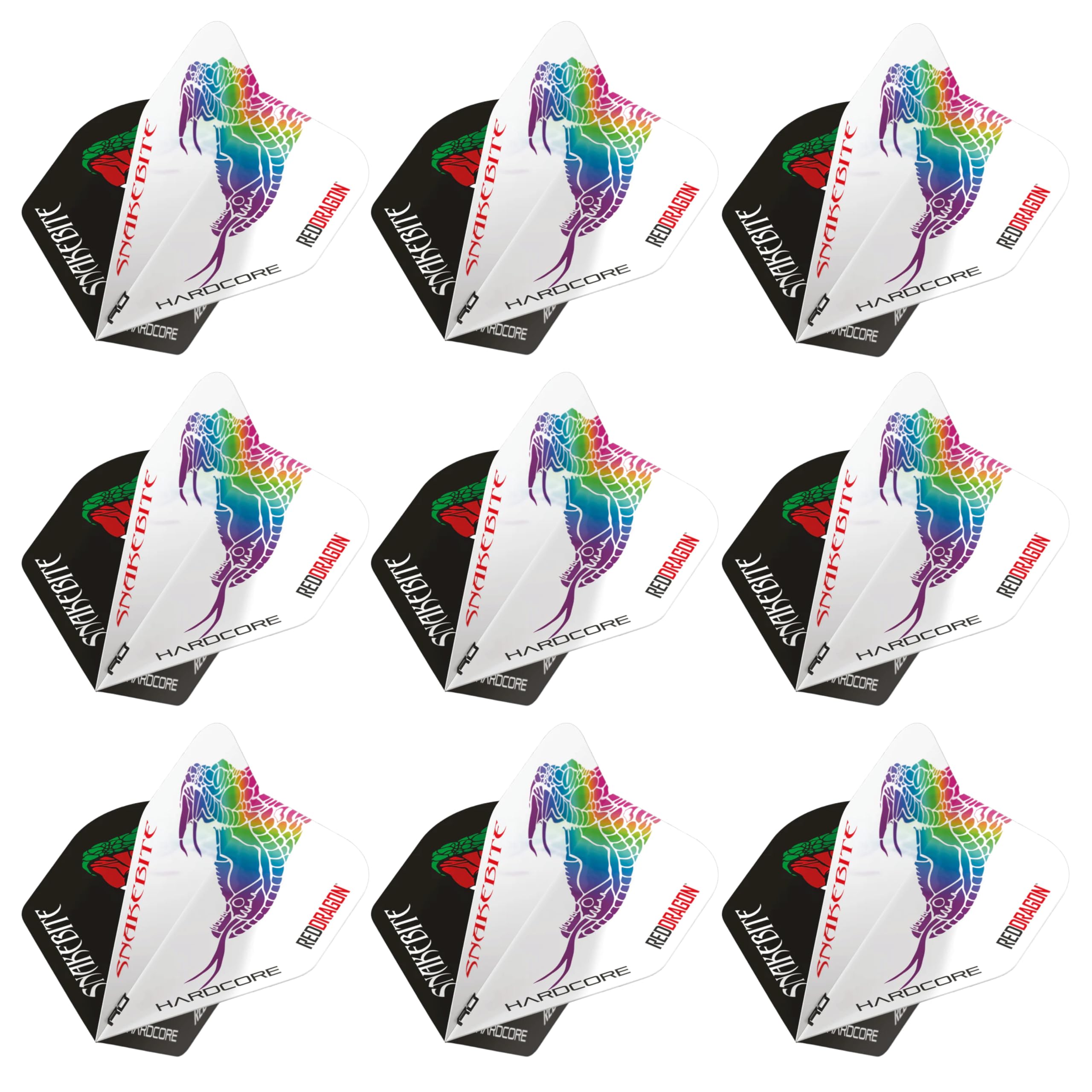 RED DRAGON Yin Yang Double Sided Peter Wright Snakebite Black & White Standard Dart Flights 3 Sets Per Pack (9 Dart Flights in total)
