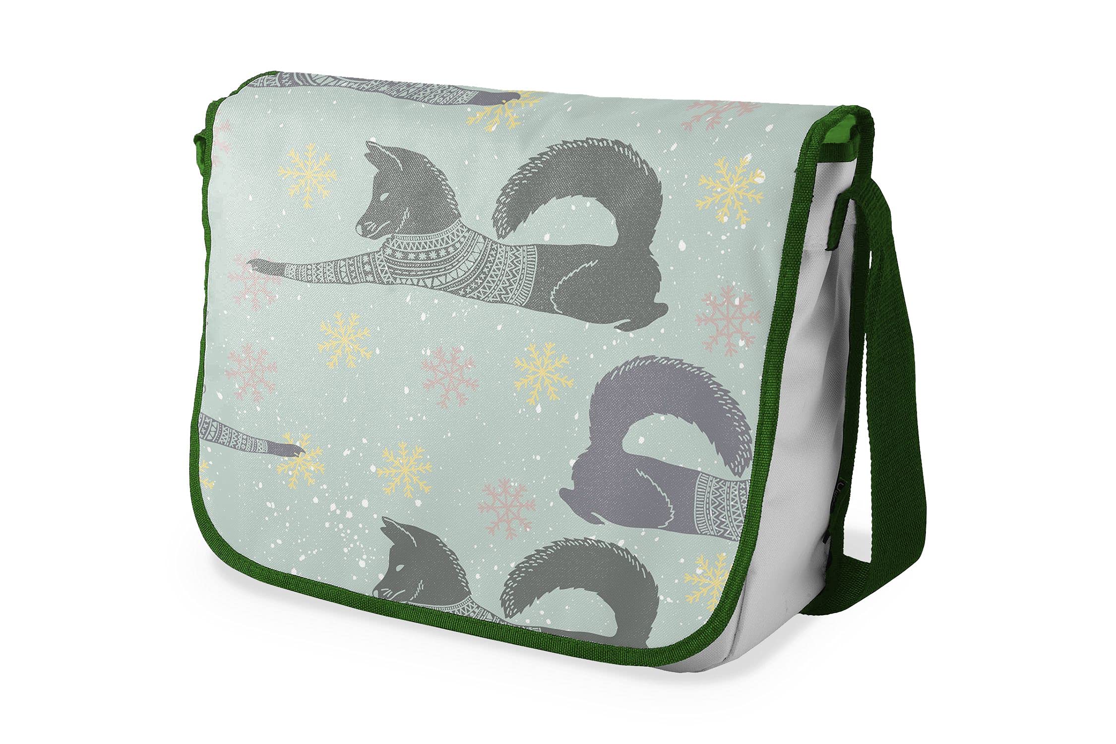 Bonamaison Digitally Printed Messenger School Bag with Khaki Strap for Students, Cross Body Bag, Courier Bag, Shoulder Bag for School, Back to School, Size: 29x36 Cm