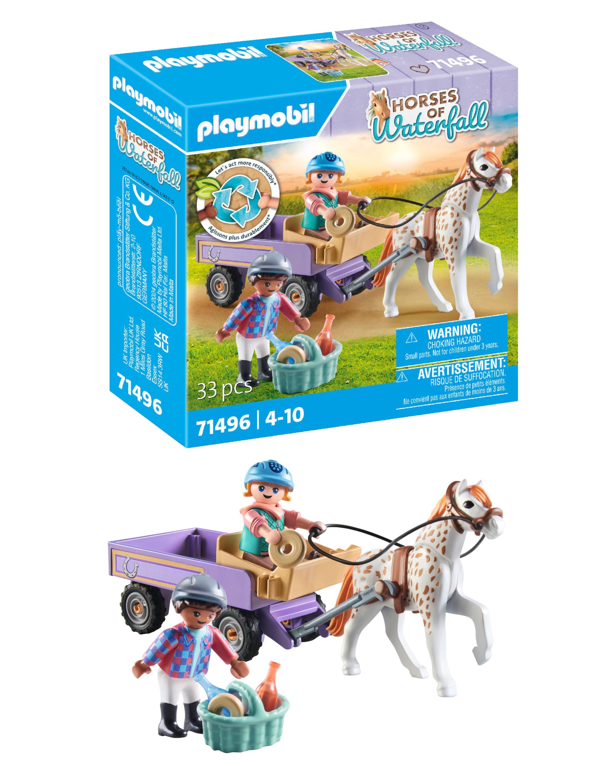 Playmobil 71496 Horses of Waterfall: Pony Carriage, a magical pony ride, thrilling adventures at Waterfall Ranch, detailed play sets suitable for children ages 4+ — image 1