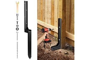 WIMART Rotten Leaning Fence Post Repair Kit Adjustable Angle Quick Easy Fix Widen, Heavy Duty Steel Fence Post Anchor Ground Spike for Repair Tilted, Broken Wood Fence Post (Black - Set 1)