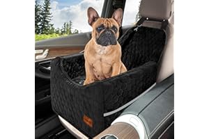 Dog Car Seat for Small/Medium Dogs, Memory Foam Dog Booster Seat, Elevated Pet Car Seat for Dogs up to 35 lbs, Travel Safety 
