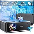 FUDONI Projector with 5G WiFi and Bluetooth, 1080P 18000L Outdoor Projector with HDMI and USB, Max 300" Display Zoom Function for Movies & Gaming, Compatible with TV Stick/Phone/Laptop
