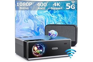 FUDONI Projector with 5G WiFi and Bluetooth, 1080P 15000L Outdoor Projector with HDMI and USB, Max 300" Display Zoom Function for Movies & Gaming, Compatible with TV Stick/Phone/Laptop