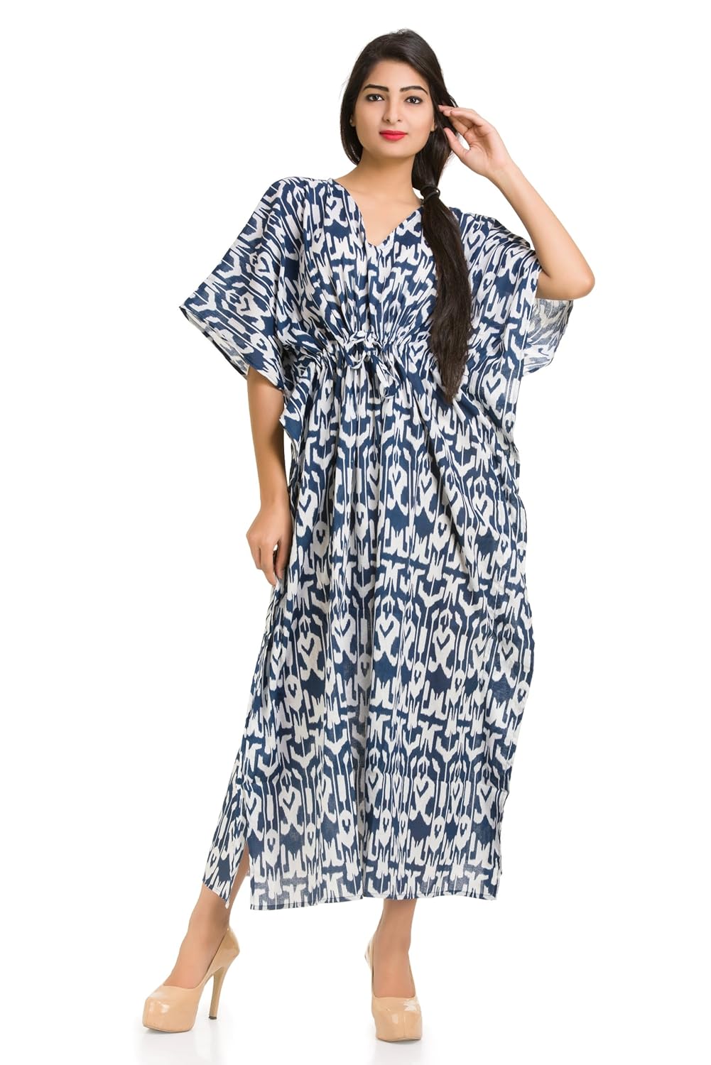 handicraft-palace women's cotton caftan (kl-71, blue, 50)