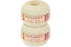 SteadMax 720 ft Butchers Twine 12 Ply/ 2mm Unbleached 100% Natural Cotton Twine, Food Safe Cooking, Durable Tying, Trussing Meat and Roasting, Easy Dispensing, Baking, DIY Crafting, Wrapping