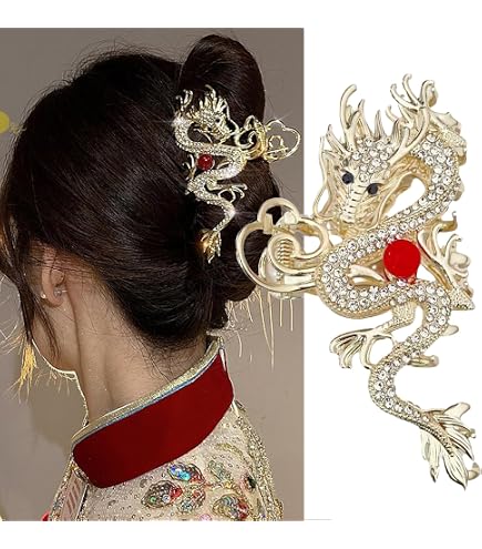 Amazon.com : Zinc Alloy Zodiac Dragon Hair Clip, Rhinestone  display picture 1