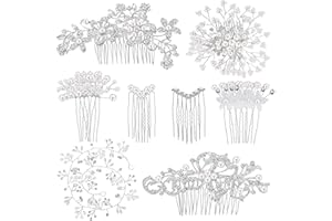 Maitys 44 Pieces Wedding Hair Accessories Faux Pearl Crystal Comb Clips U-shaped Flower Rhinestone Silver Pearl Hair Pieces for Prom Bride Bridesmaid (Classic Style)