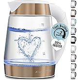 Zulay Kitchen Fast Boiling Electric Water Kettle - 1.7L, 1500W, Auto Shut-Off for Overboil & Boil Dry Protection, Cool-Touch Handle, 360° Base - Rapid Teapot Boiler For Coffee & Tea - White Copper