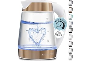 Zulay Kitchen Fast Boiling Electric Water Kettle - 1.7L, 1500W, Auto Shut-Off for Overboil & Boil Dry Protection, Cool-Touch Handle, 360° Base - Rapid Teapot Boiler For Coffee & Tea - White Copper