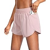 Soothfeel Womens Running Shorts with Zipper Pockets High Waisted Athletic Gym Workout Shorts for Women with Liner