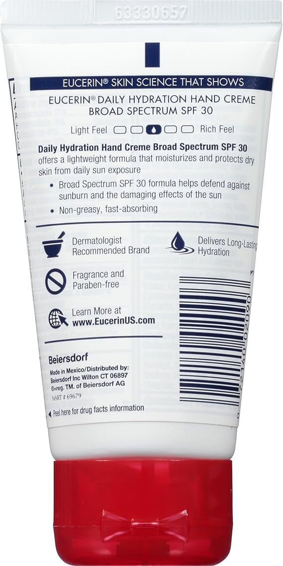 eucerin daily hydration broad spectrum spf 30 hand cream 2.7 oz
