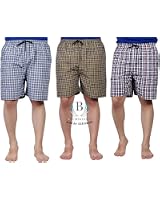 SSB Pure Cotton Multicolor Casual Solid Boxers For Men's Pack of 3