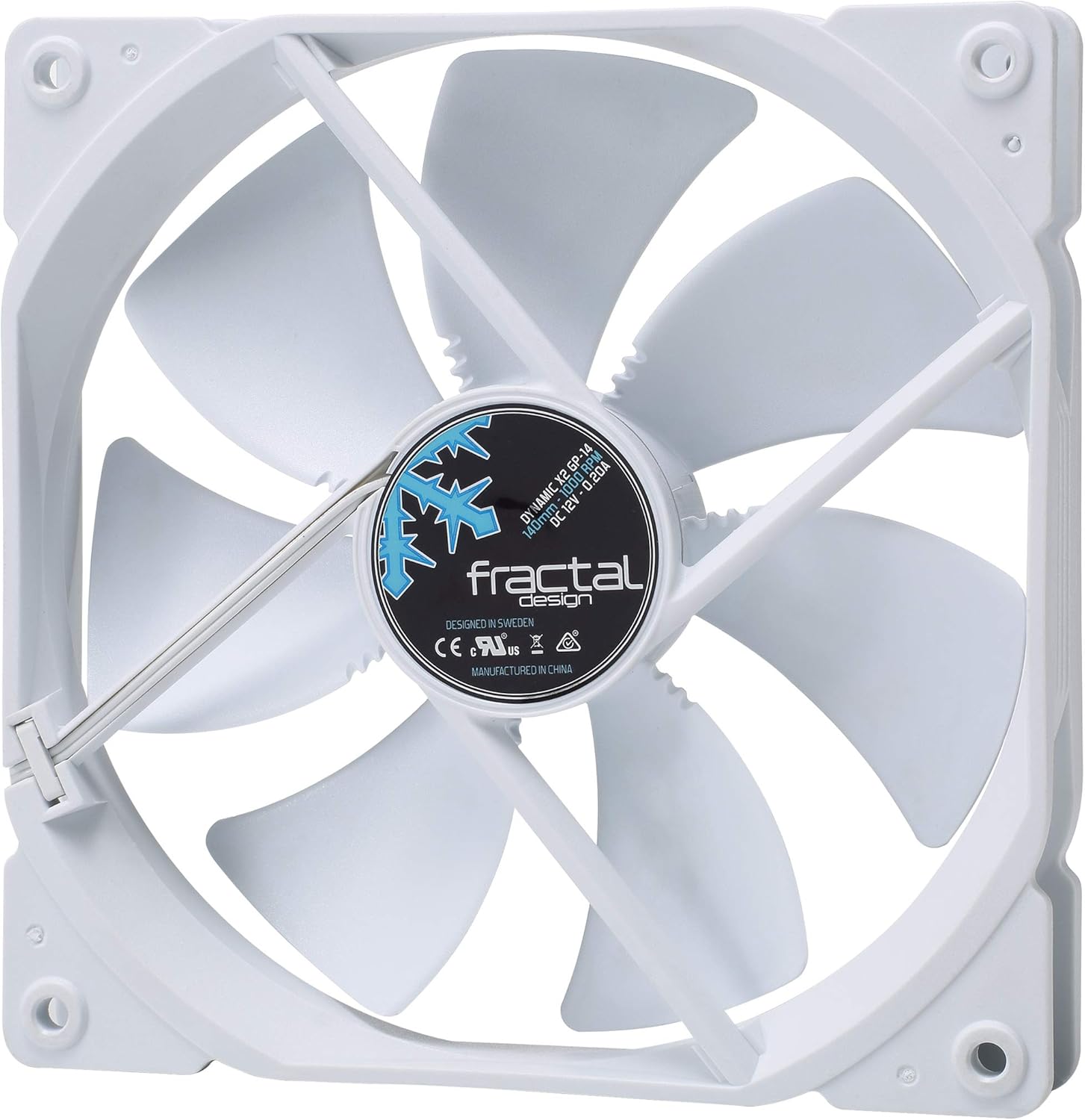 Fractal Design Dynamic X2 GP-14 Ventilador de computadora - Optimizado para una Alta ventilación – 140 mm – 1000RPM – FDB-Rodamientos - Puntales con Forma aerodinámica – 12v - Blanco Edition (Single)