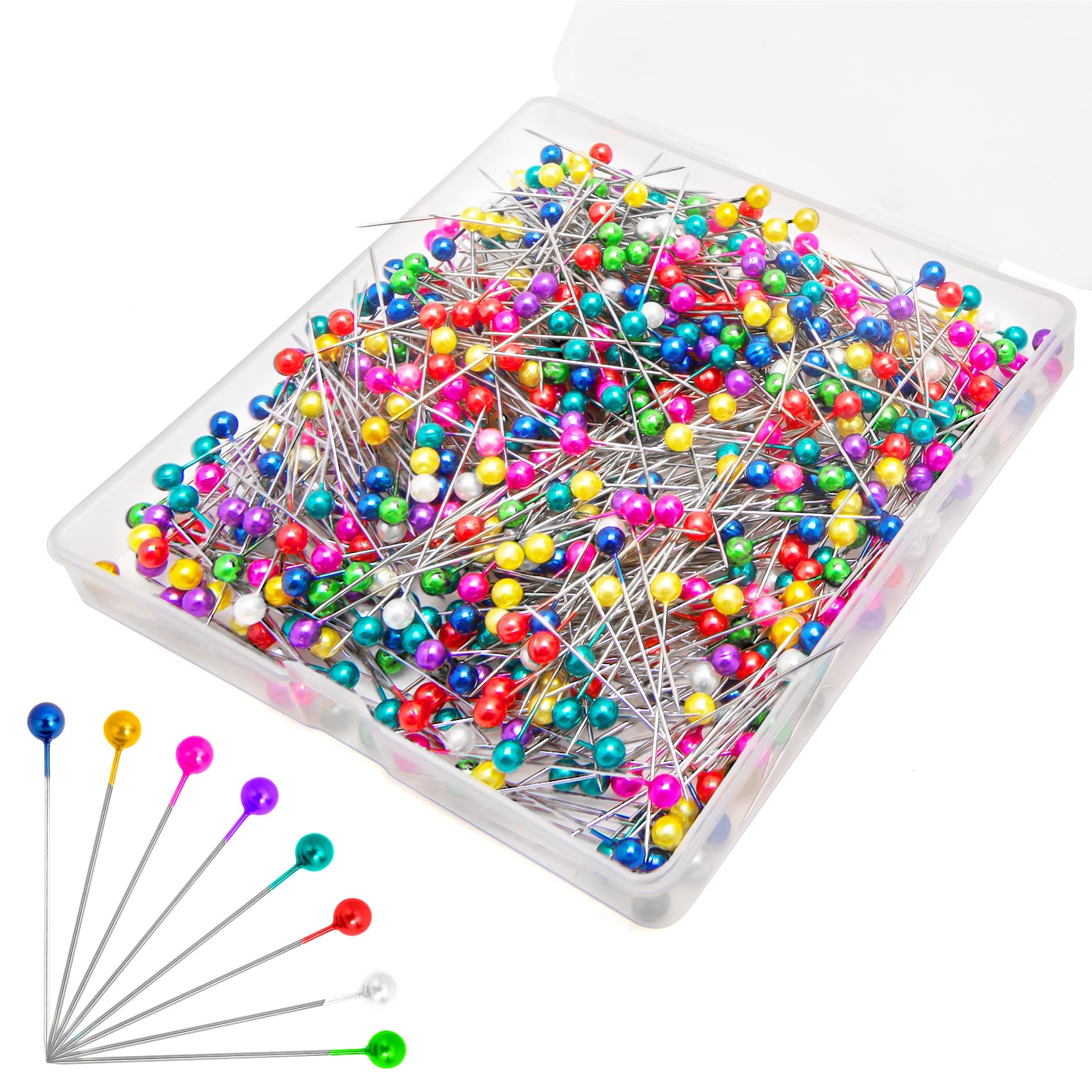 600 Sewing Pins with Color Glass Ball Head for Dressmaking and Fabric