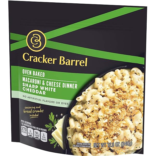 CRACKER BARREL OVEN BAKED SHARP WHITE CHEDDAR MACARONI AND CHEESE DINNER (12.3 OZ POUCH)