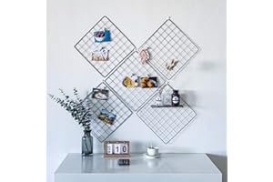 devesanter Grid Photo Wall Wire Grid Panel Picture Display Iron Decorative Rack Photograph Wall Ins Display Photo Wall 12x12 Inches Set of 6 (Black)