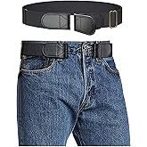 Magic Buckleless Men's Stretch Belts: Comfort Revolution- Hook-Loop Adjustable No Buckle Elastic Belt for Jeans Khaki, 32-48"