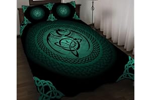 ENCYCOM Turquoise Celtic Dragon Quilt Sets King Queen Twin Throw Size - Birthday Bedding Cover Patchwork Wall Hanging Xmas Quilt Gifts (Queen (90x80 inches))