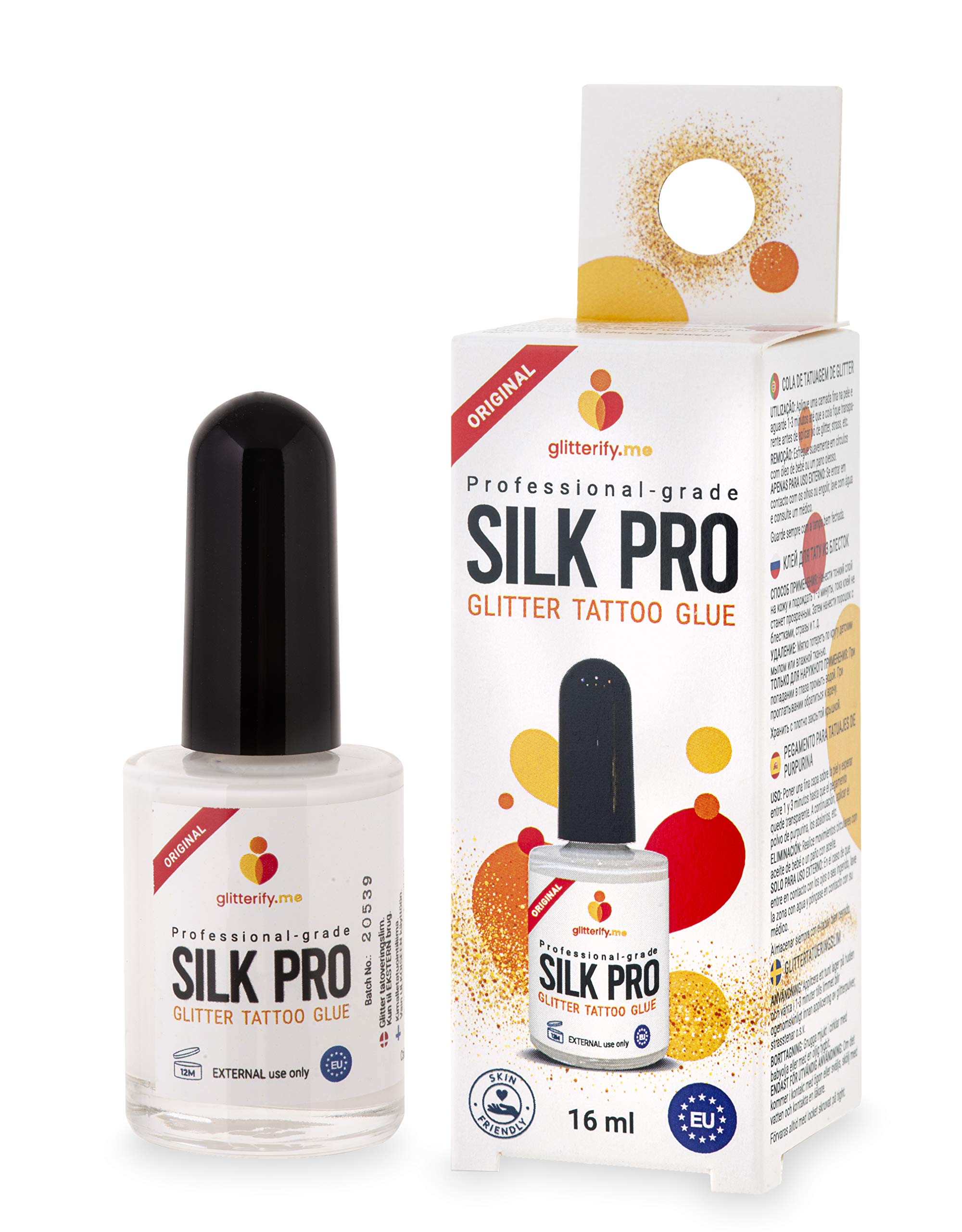 Silk Pro original professional-grade glitter tattoo glue – Made in the EU, Skin-friendly (16ml) skin-glue