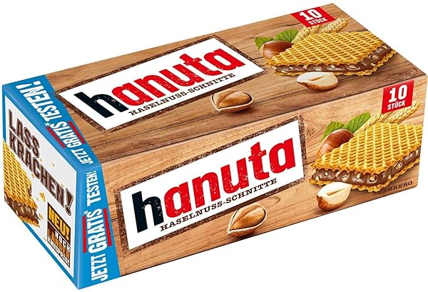 FERRERO HANUTA WAFERS FILLED WITH HAZELNUT CREAM (10 PCS BOX)
