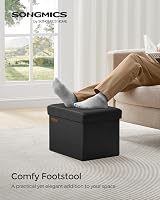 SONGMICS Storage Ottoman Foldable 31x41x31 cm Foot Stool 130 kg Ink Black view 2