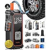 OlarHike Cordless Tire Inflator Portable Air Compressor, 150PSI Dual Power - 5400 mAh & 12V DC, Air Pump for Car Tires, Bike, Motorcycle, Bicycle, Electric Pump with LED Light & Digital Pressure Gauge
