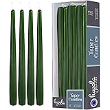Hyoola 12 Pack Tall Taper Candles - 10 Inch Hunter Green Dripless, Unscented Dinner Candle - Paraffin Wax with Cotton Wicks -