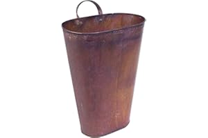 Red Co. 15.5” Farmhouse Galvanized Metal Floor-Standing & Wall-Hanging Umbrella Bucket with Handle, Rusted Brown