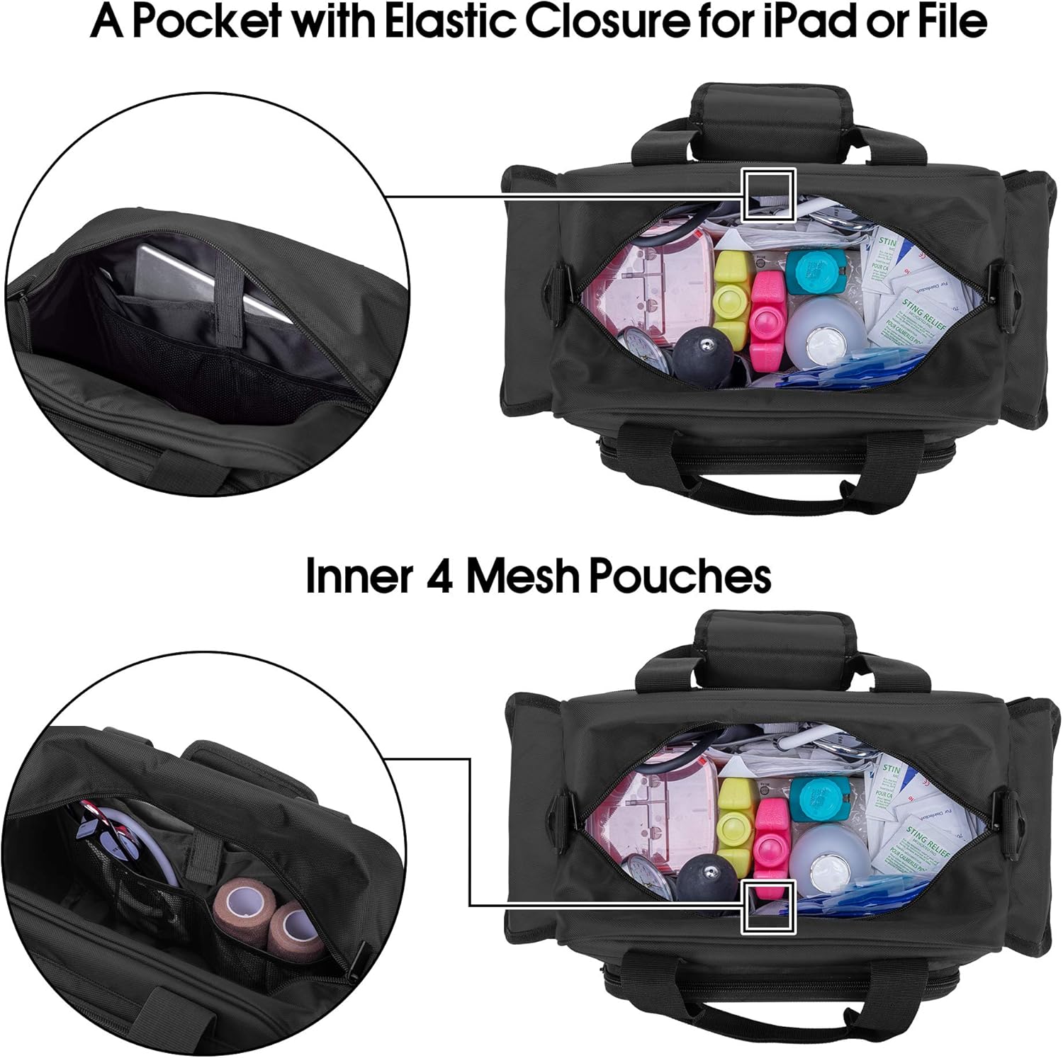 Trunab Medical Bag Empty, Home Health Nurse Bag, Portable Medical Supplies Shoulder Bag for Hospice Home Visit - Image 4