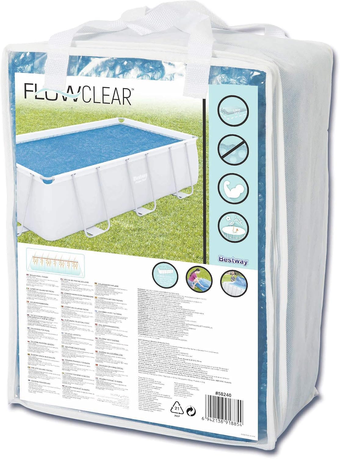 Bestway Rectangular Solar Pool Cover - Blue, 13.5 Ft - Image 4