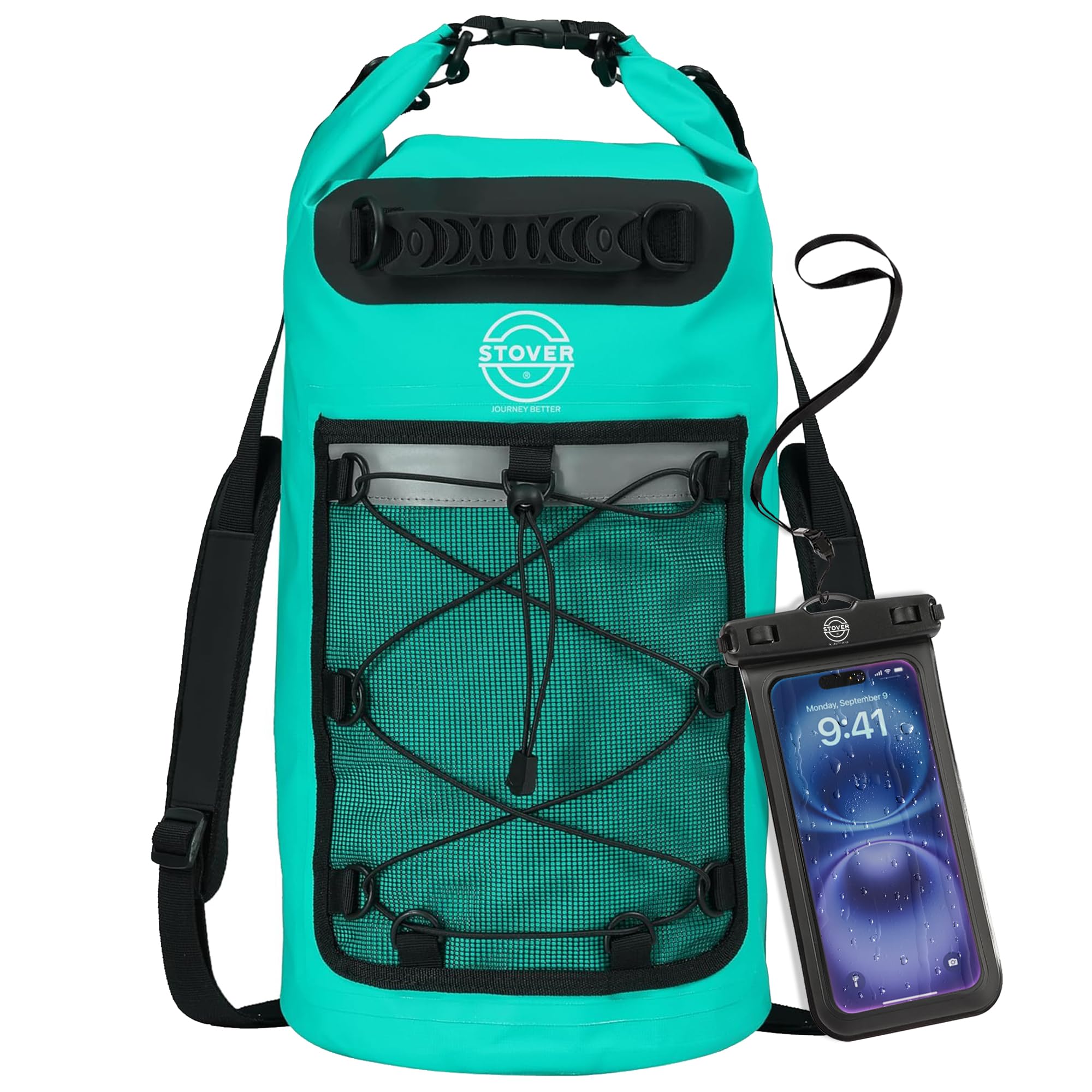 Photo 1 of STOVER 5/10/25/30/40/55L Waterproof Dry Backpack & Phone Case- Medium Floating Dry Bag for Kayaking, Travel, Hiking, Fishing, Camping, Motorcycles & Beach, Heavy-Duty Roll Top Men/Women (Teal)