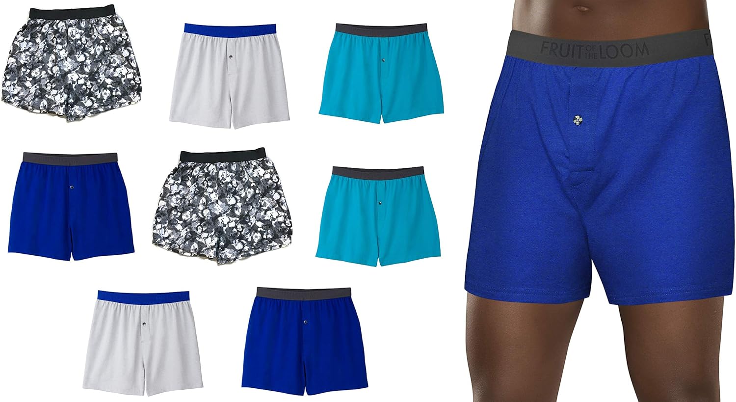 Fruit of the Loom Men's Knit Boxers 8Pack Breathable Cooling Cotton