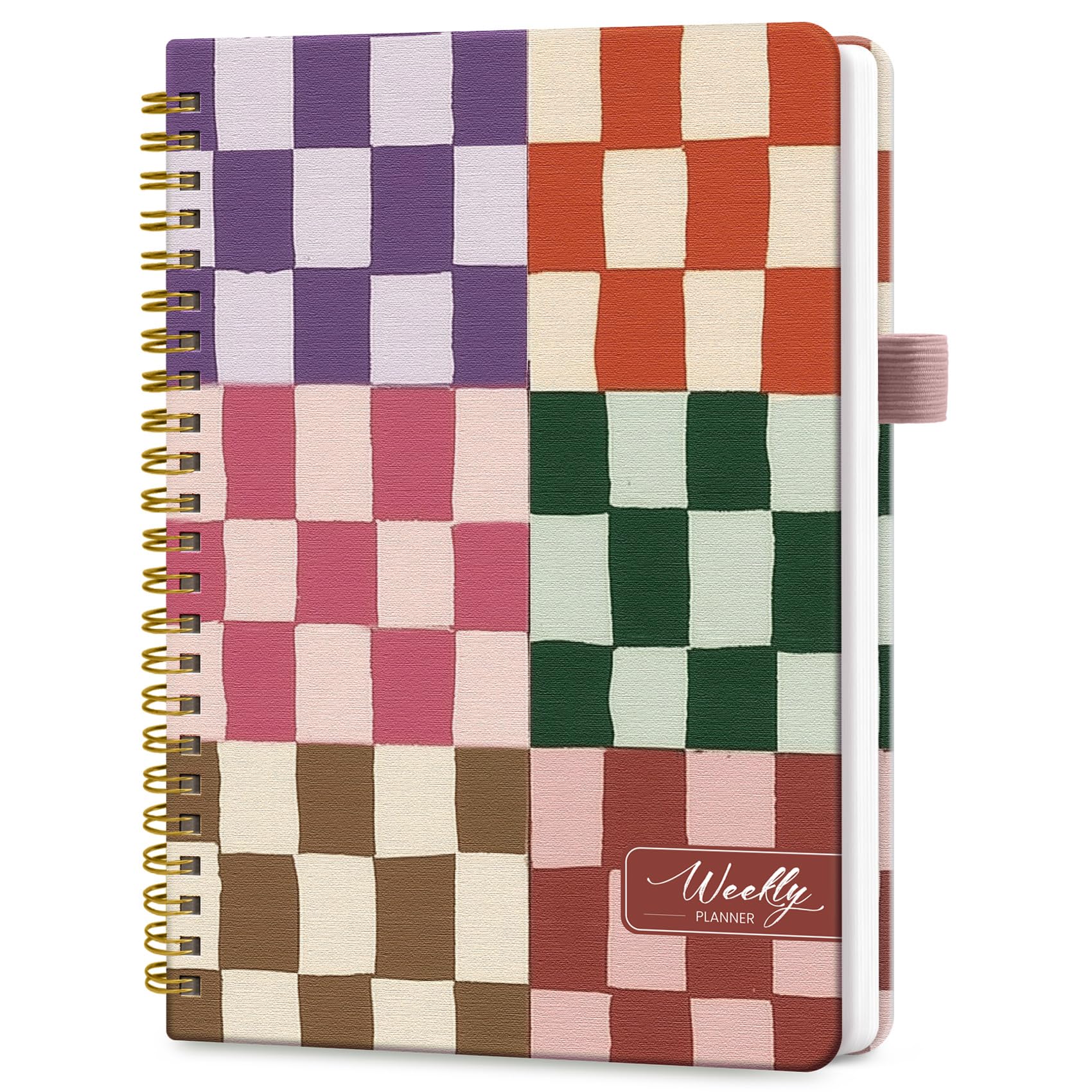 Photo 1 of Undated Weekly Planner, Weekly To Do List Notebook with Goal & Habit Tracker Organizer, A5 Weekly Planner Notebook with Spiral Binding, 6.1" x 8.2" - Checkered