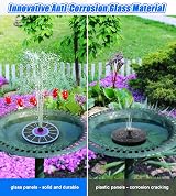 SZMP Solar Fountain 3.5W Glass Panel 7 Nozzles Bird Bath Garden Pond view 3
