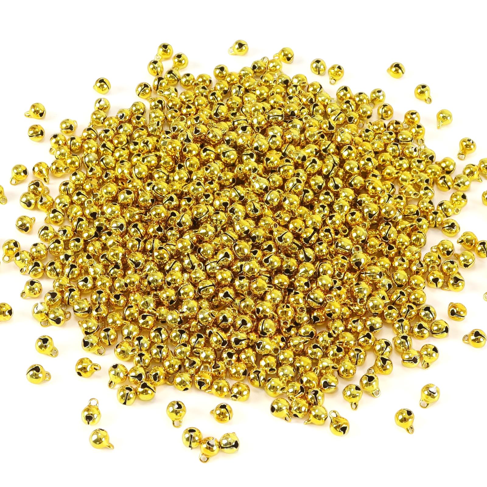 Photo 1 of LIGHOON 1/4 Inch Jingle Bells Small Bell Mini Bells, Tiny Crafts Bells, DIY for Christmas Home Making Ornaments Wreath Pet Decorations Bracelet Anklets Necklace Knitting Jewelry Making 120 Pcs, Gold