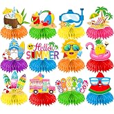 Summer Decorations Honeycomb Centerpieces, 12Pcs Beach Party Decor Table Decorations 3D Summer Honeycomb Centerpieces for Home Office, Summer Pool Beach Party Decorations