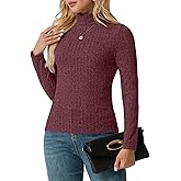 HiMONE Women's Turtleneck Long Sleeve Shirts 2025 Winter Basic Tees Ribbed Fitted Top Thermal Layering Knit Tops Clothes