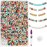 MIIIM 1500pcs Letter Beads A-Z, 4x7mm Round Letter Beads for Bracelets Making, Alphabet Beads for Friendship Bracelet Kit, Number Beads, Heart Beads in 28 Grid Box (Colorful Beads Gold Letters)