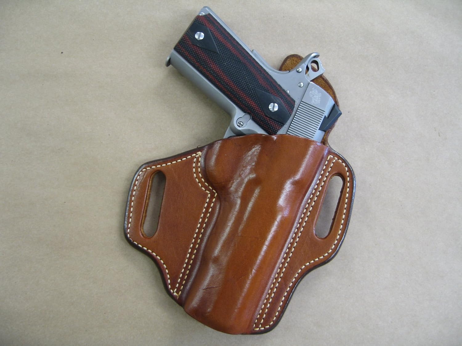 Rock Island 5 1911 OWB Leather 2 Slot Molded Pancake Belt Holster CCW