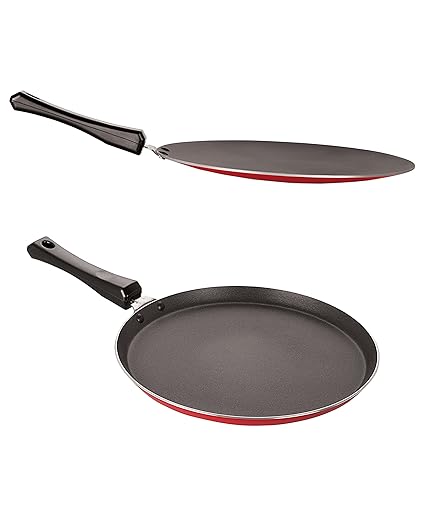 Nirlon Non-Stick Aluminium Cookware Set, 2-Pieces, Red (2.6mm_FT11_CT12)