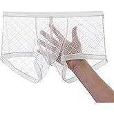 JINSHI Men's Mesh See Through Boxers Briefs,Sexy sheer lace underwear,Bulge Pouch boxer trunk,Ultra-thin