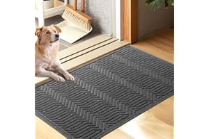 BEHERO Door Mat Indoor Entrance, 29.5x17 Inch, Sturdy Front Door Mat Outdoor, Absorbent Muddy Dirt Resist Welcome Door Mats, Non-Slip Backing Entry Mat Doormat for Entryway, Fade and Stain Resistant, Grey