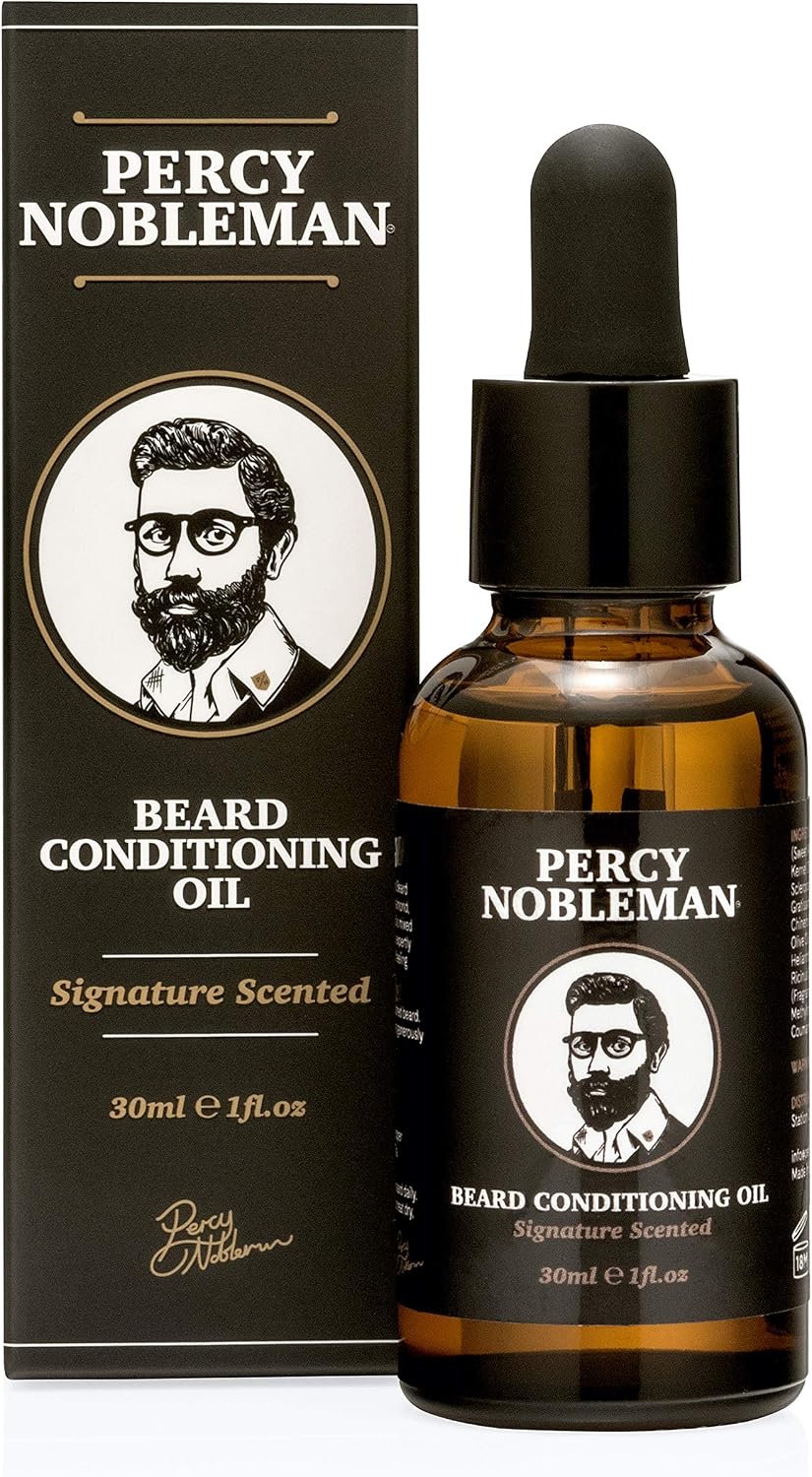Percy Nobleman Beard Oil, 99 % Natural Conditioning & Grooming Oil, Argan, Jojoba, Avocado, Almond & Marula Oils