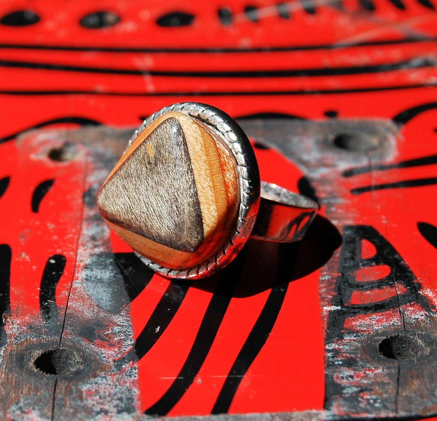 Recycled Skateboard Jewelry Skateboard Ring, Triangle