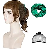 AMZCOS Short Blonde Ombre Wigs with Ponytail for Women Girls Cosplay, Costume, Halloween Party