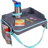 J.L. Childress 3-IN-1 Kids Car Travel Tray &amp; Tablet Holder, Grey Teal | 3-IN-1 car seat lap desk PLUS hands-free tablet holder, essential toddler activity for calmer airplane rides &amp; road trips